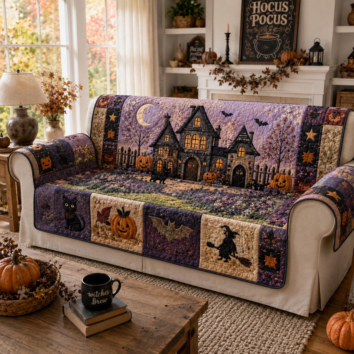 Witching Village Quilted Sofa Cover NCU0DV2375