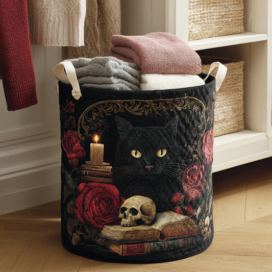 Witchy Black Cat Quilted Laundry Basket NCU0HNH038