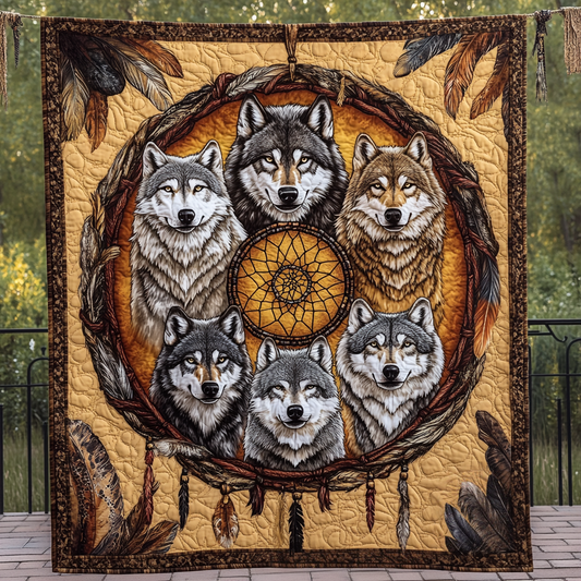 Wolf Dreamcatcher Quilted Blanket NCU0DK805