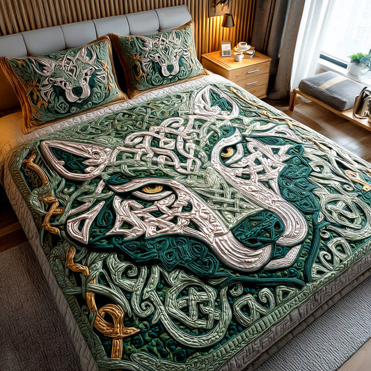 Wolf Guardian Knot 3-Piece Quilted Bedding Set NCU0NTD631