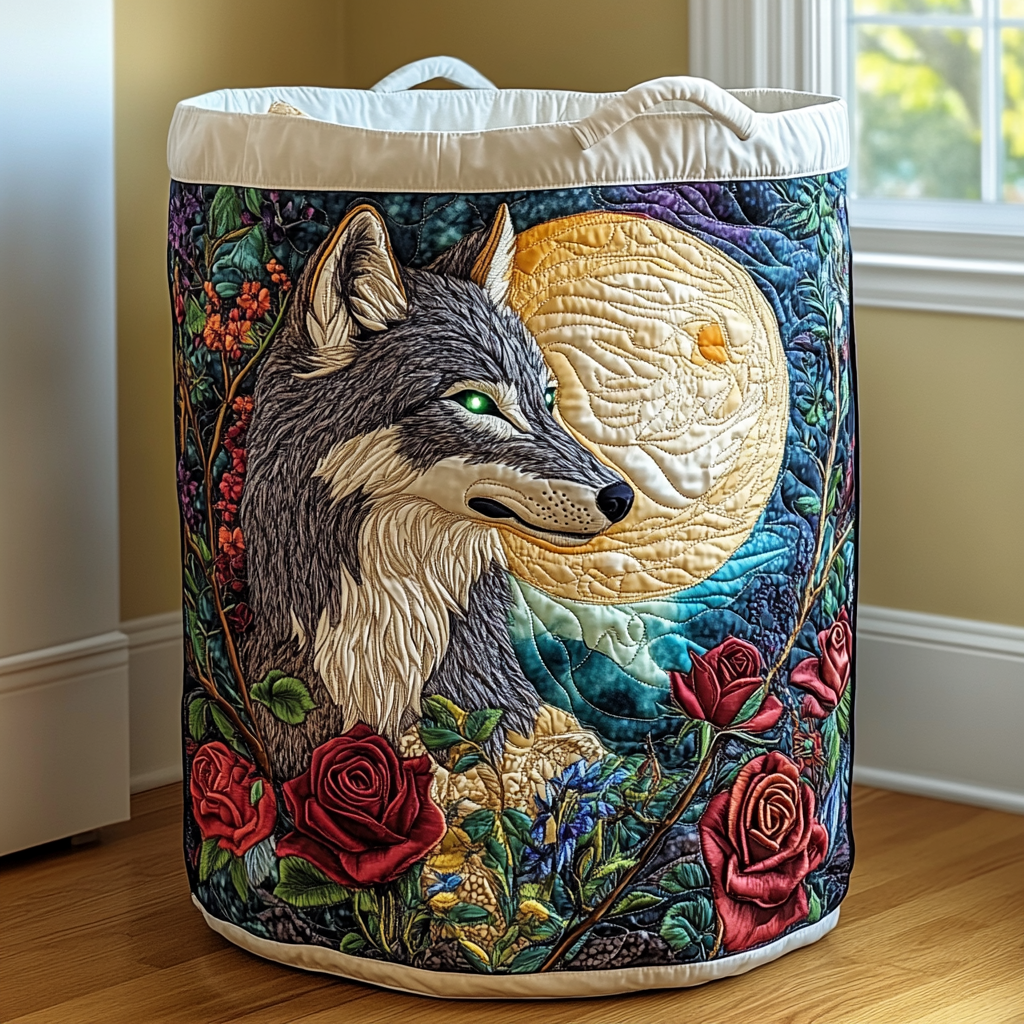 Wolf Spirit Quilted Laundry Basket NCU0DDK976