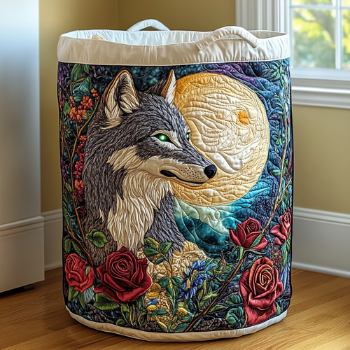 Wolf Spirit Quilted Laundry Basket NCU0DDK976