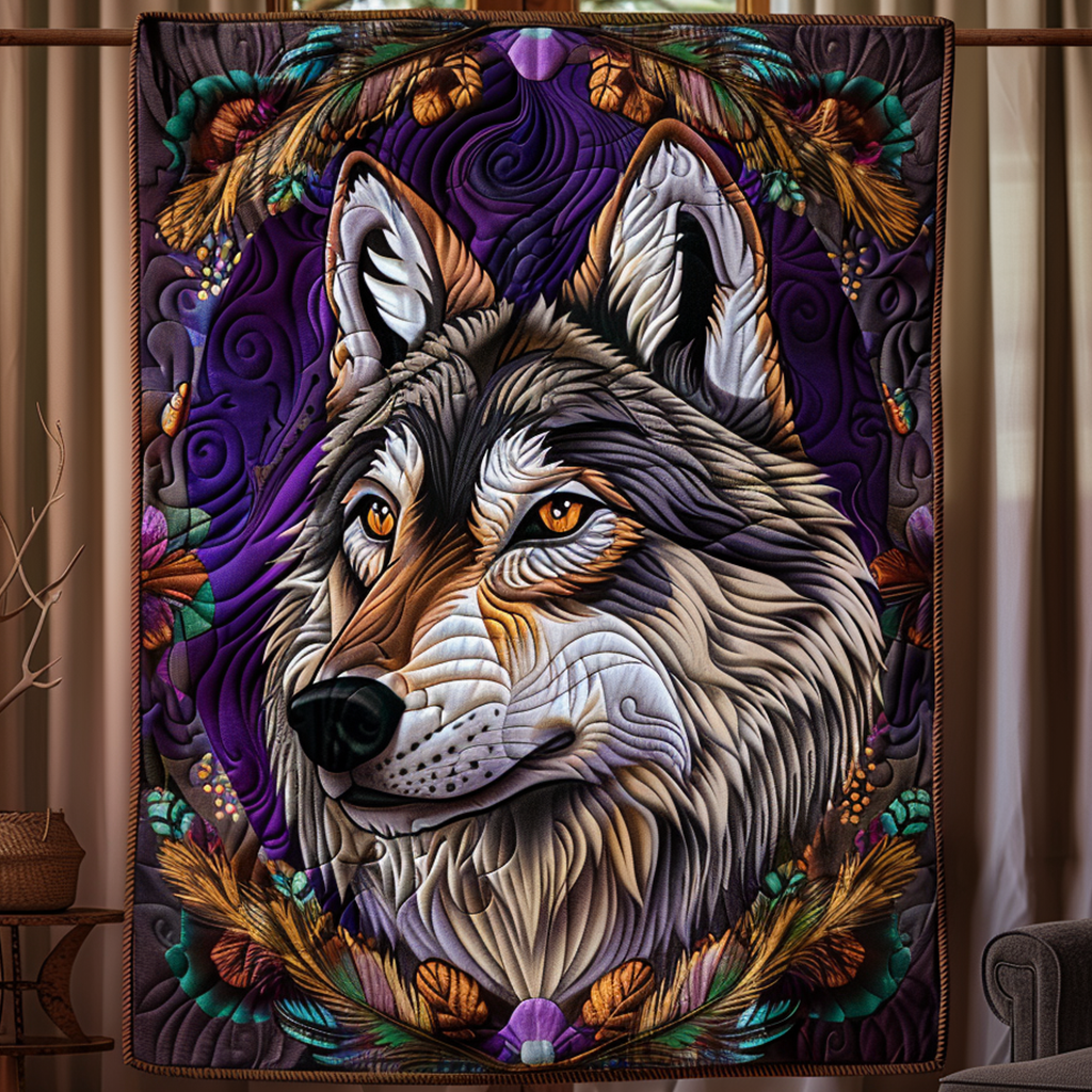 Wolf's Wisdom Quilted Blanket NCU0NT139