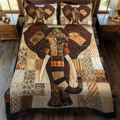 Woodland Harmony Elephant 3-Piece Quilted Bedding Set NCU0TH898