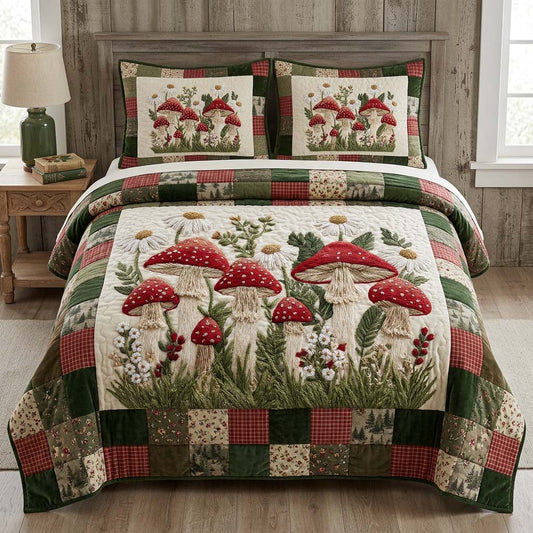 Woodland Amanita 3-Piece Quilted Bedding Set NCU0DQQ0686