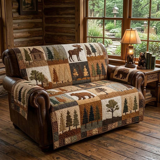 Woodland Animal Patch Quilted Sofa Cover NCU0DQQ0740