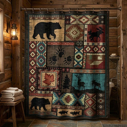 Woodland Bear Cabin Shower Curtain NCU0DQQ0675