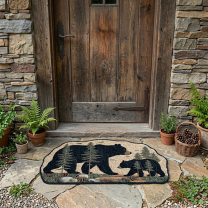Woodland Bear Family Custom Shape Doormat NCU0NNT3082