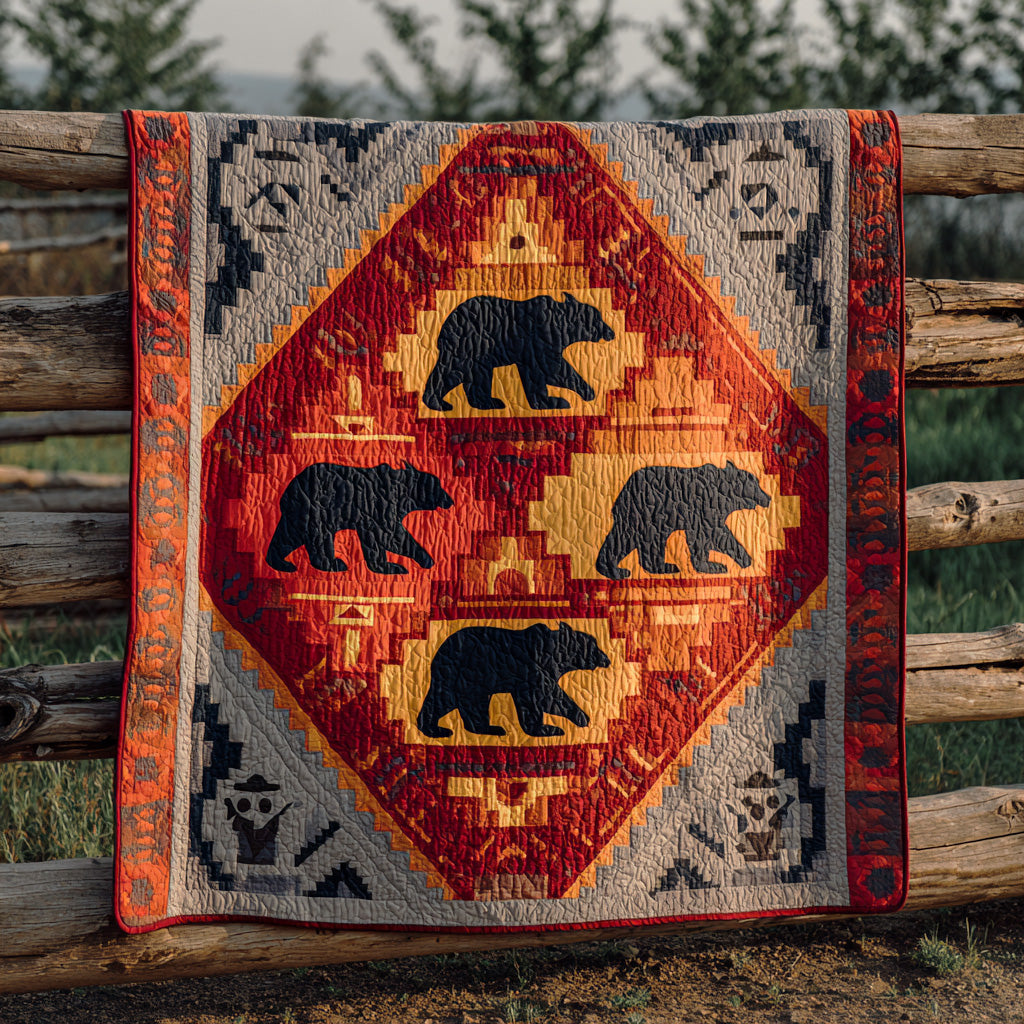 Woodland Bear Quilted Blanket NCU0NTD1184