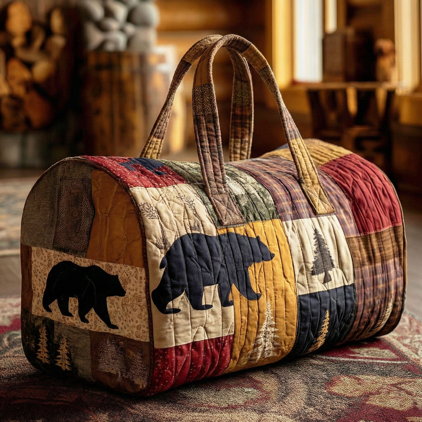 Woodland Bear Quilted Duffle Bag NCU0NTD1470