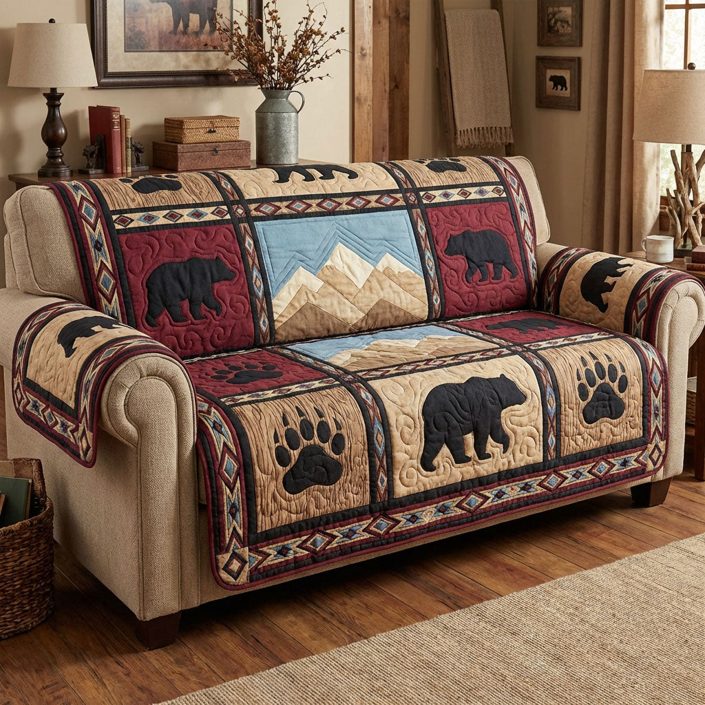 Woodland Bear Quilted Sofa Cover NCU0NTD1620