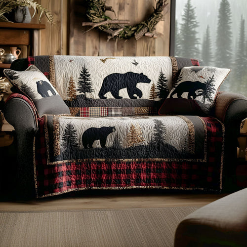Woodland Bear Quilted Sofa Cover NCU0PTT2170