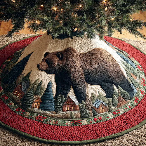 Woodland Bear Trail Christmas Quilted Tree Skirt NCU0NTD943