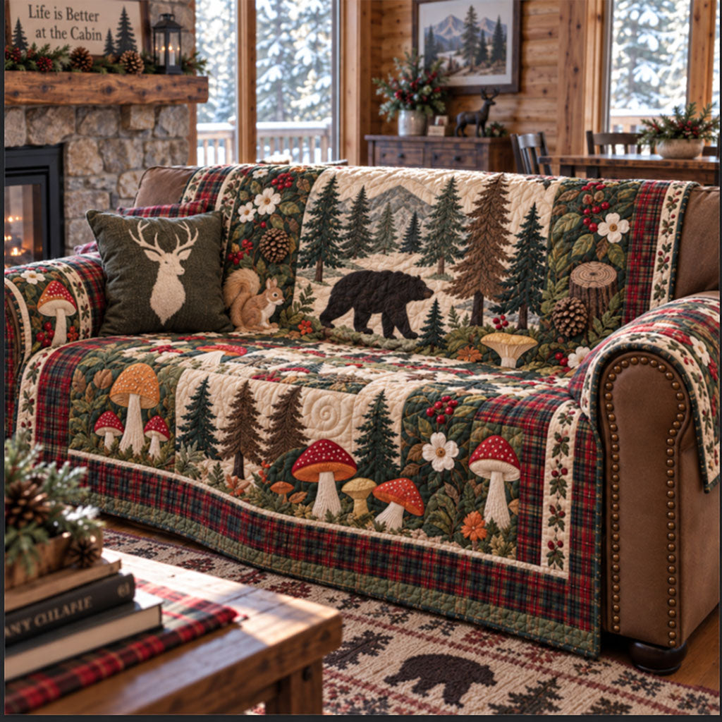 Woodland Bloom Quilted Sofa Cover NCU0PTT3485