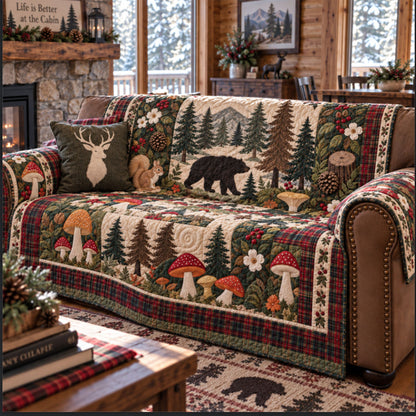Woodland Bloom Quilted Sofa Cover NCU0PTT3485