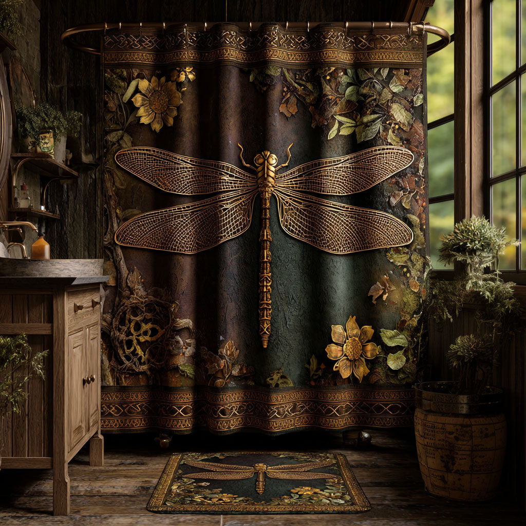 Woodland Bronze Dragonfly Shower Curtain NCU0PTT2999