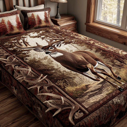 Woodland Buck 3-Piece Quilted Bedding Set NCU0NNT2649
