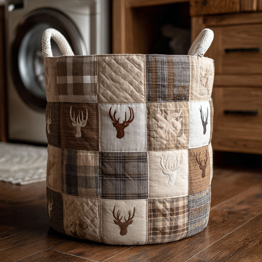 Woodland Buck Quilted Laundry Basket NCU0NNT2811