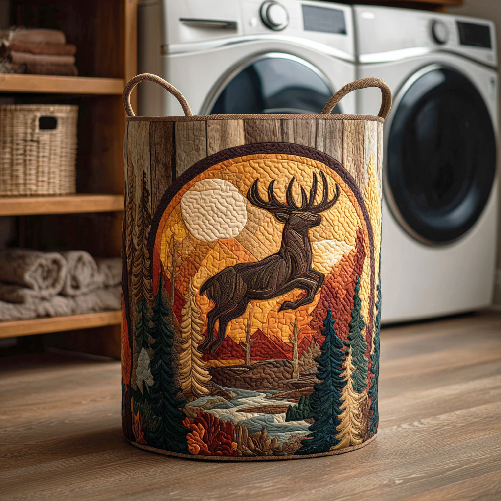 Woodland Buck Quilted Laundry Basket NCU0NTD1201