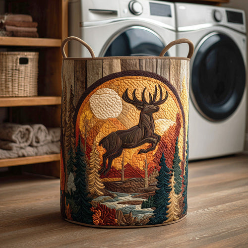 Woodland Buck Quilted Laundry Basket NCU0NTD1201