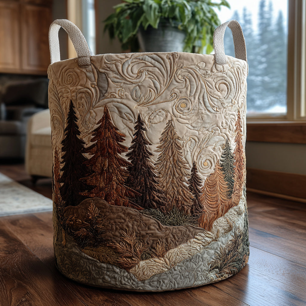 Woodland Calm Quilted Laundry Basket NCU0DV1660