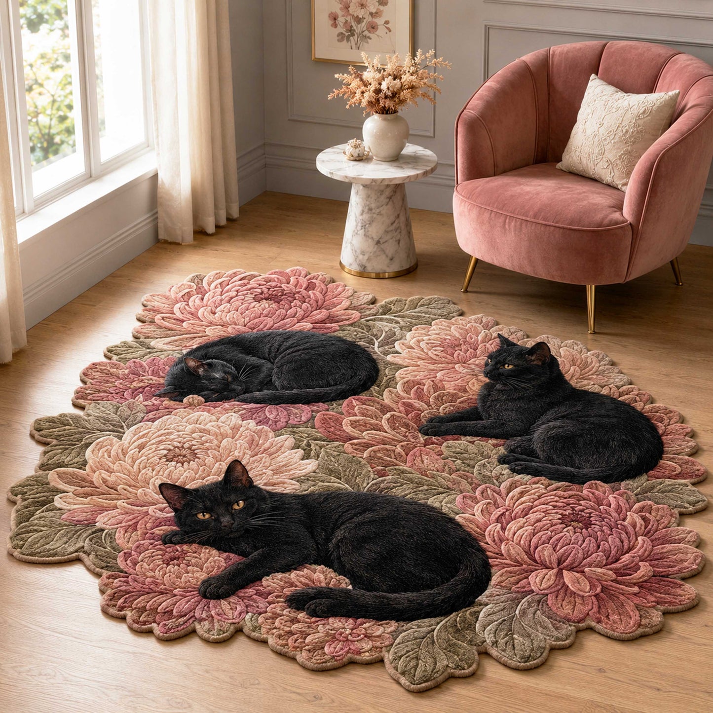 Woodland Cat Custom Shape Area Rug NCU0NTD2161