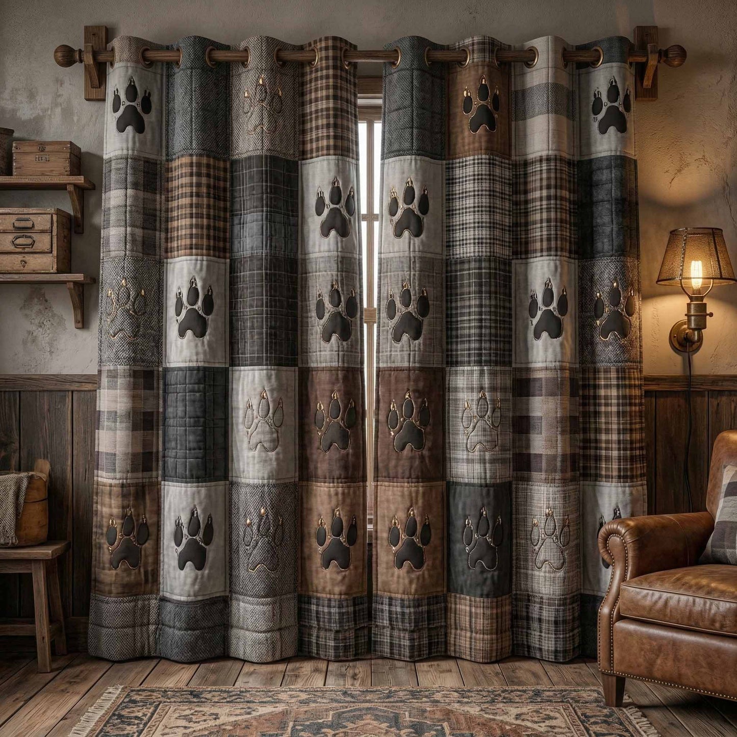 Woodland Checks Quilted Curtains NCU0NXD1671