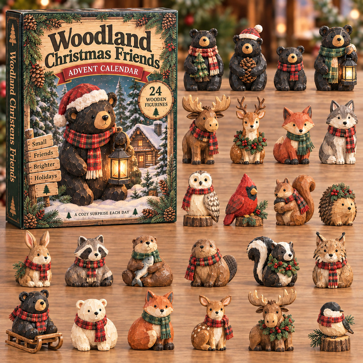 CHRISTMAS KICKOFF 40% OFF - Woodland Christmas Advent Calendar 2026 - 24-Day Festive Countdown, Acrylic Charms Blind Box - Gift For Woodland Lovers AC0TV007