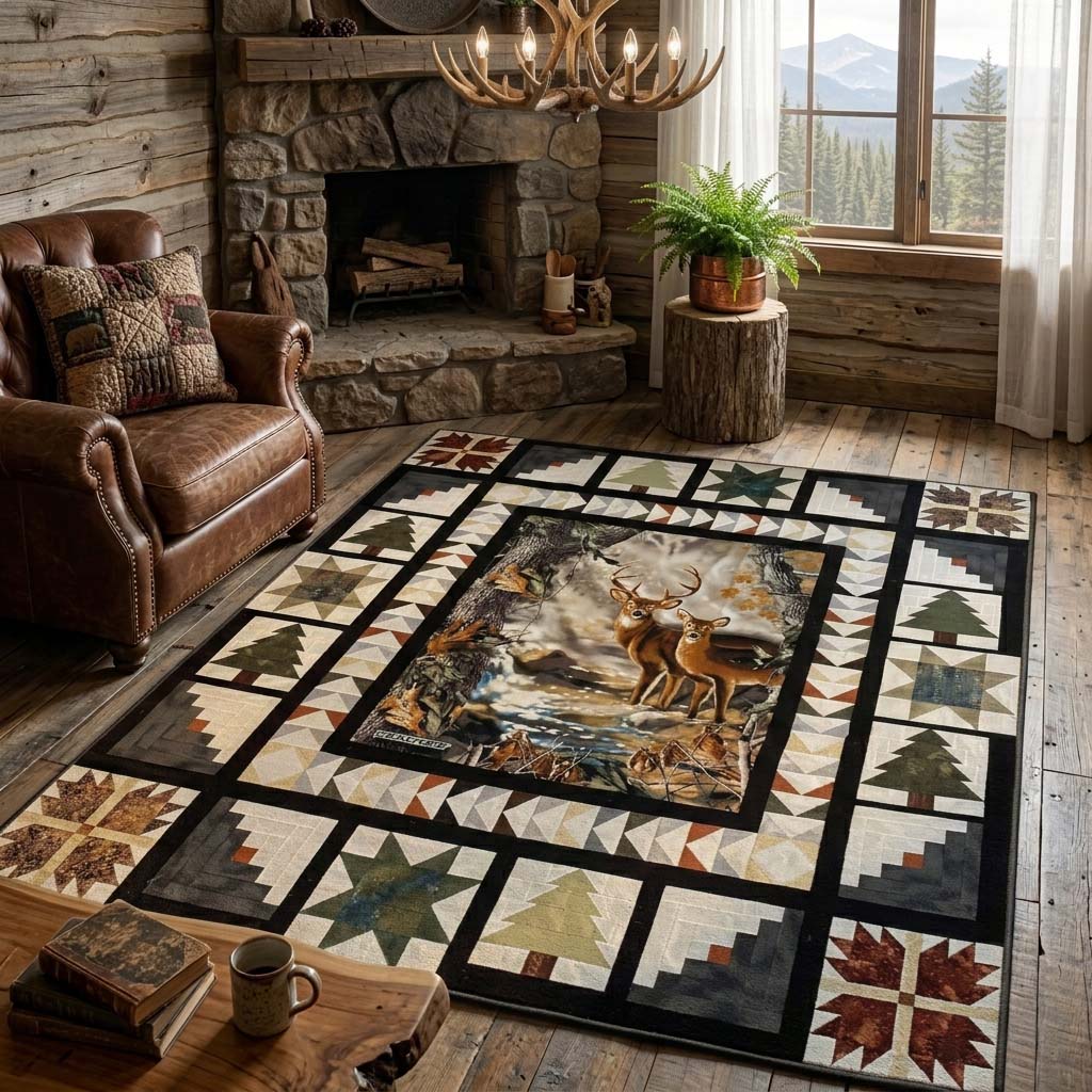 Woodland Deer Patch Area Rug NCU0DQQ0772