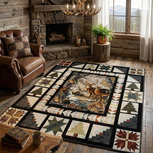 Woodland Deer Patch Area Rug NCU0DQQ0772