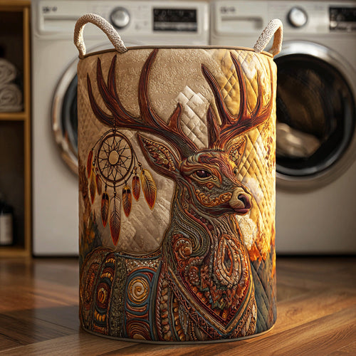 Woodland Deer Spirit Quilted Laundry Basket NCU0NTD953