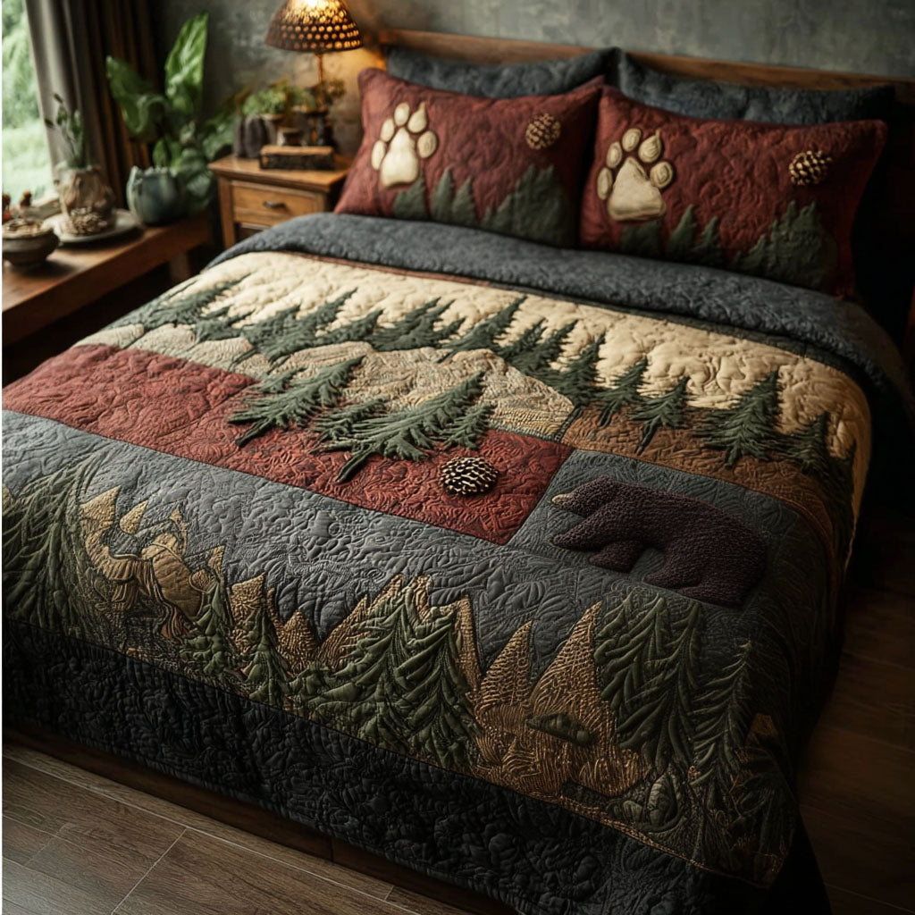 Woodland Echo 3-Piece Quilted Bedding Set NCU0PTT2697