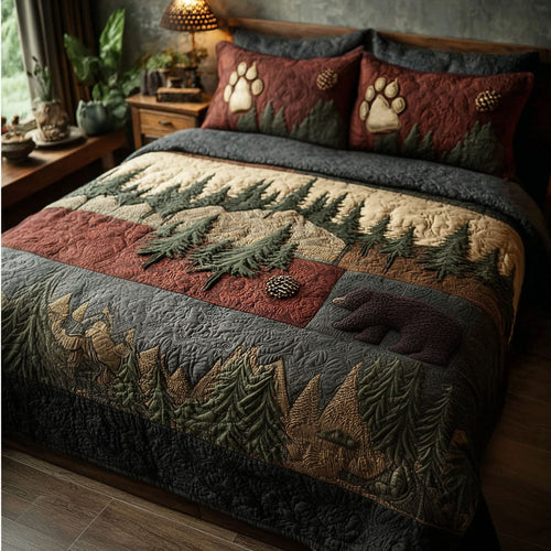 Woodland Echo 3-Piece Quilted Bedding Set NCU0PTT2697