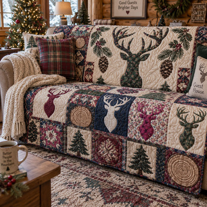 Woodland Elk Heritage Quilted Sofa Cover NCU0PTT3450