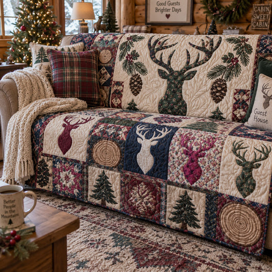 Woodland Elk Heritage Quilted Sofa Cover NCU0PTT3450