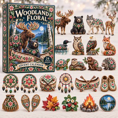 CHRISTMAS KICKOFF 40% OFF - Woodland Floral Advent Calendar 2026 - 24-Day Festive Countdown, Acrylic Charms Blind Box - Gift For Family and Friends AC0TD005