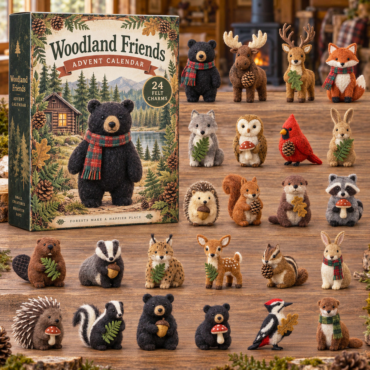 CHRISTMAS KICKOFF 40% OFF - Woodland Friends Advent Calendar 2026 - 24-Day Festive Countdown, Acrylic Charms Blind Box - Gift For Woodland Lovers AC0TV011