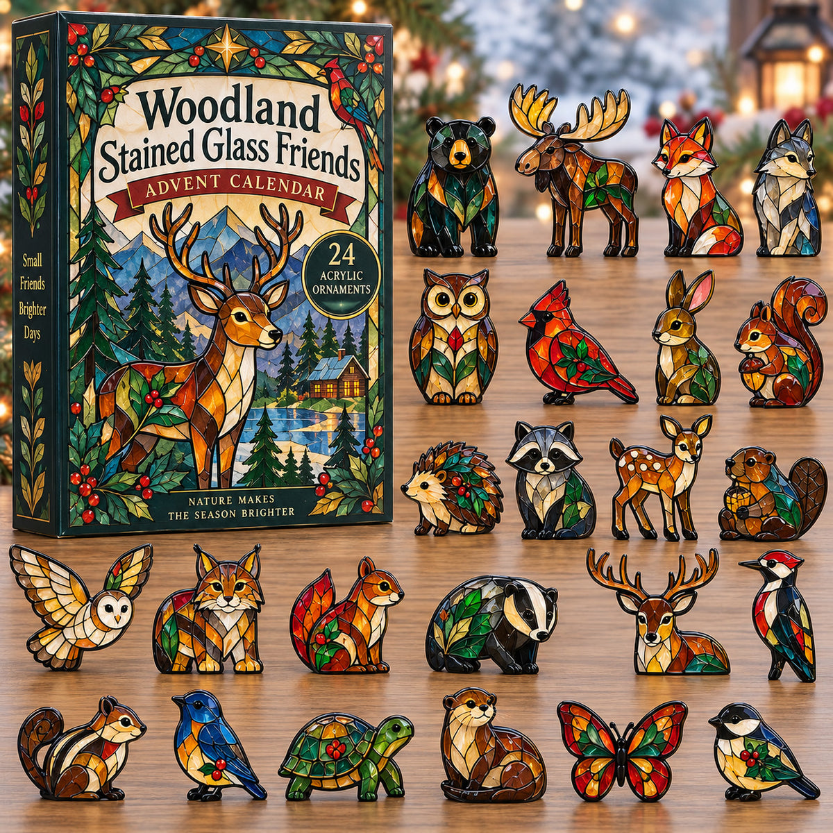 CHRISTMAS KICKOFF 40% OFF - Woodland Glass Friends Advent Calendar 2026 - 24-Day Festive Countdown, Acrylic Charms Blind Box - Gift For Woodland Lovers AC0TV006