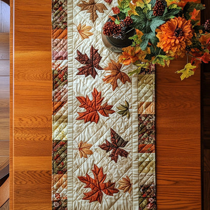 Woodland Leaves Quilted Table Runner NCU0PTT624