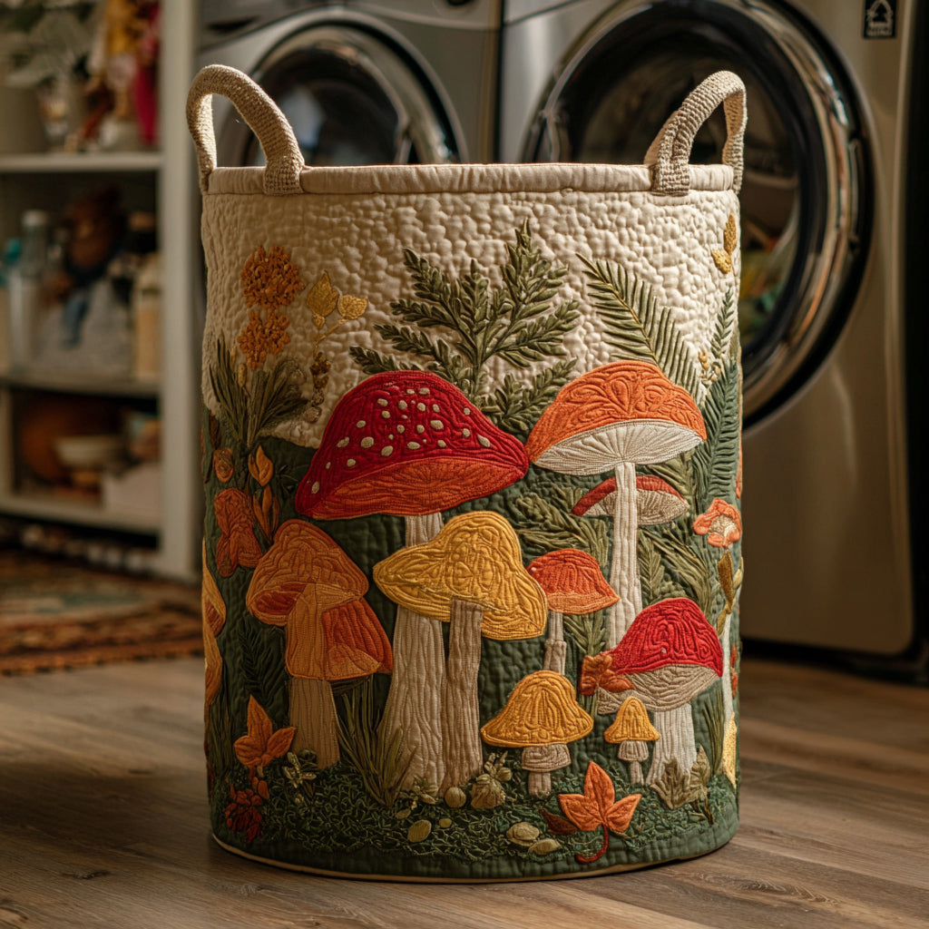 Woodland Mushroom Quilted Laundry Basket NCU0HNH595