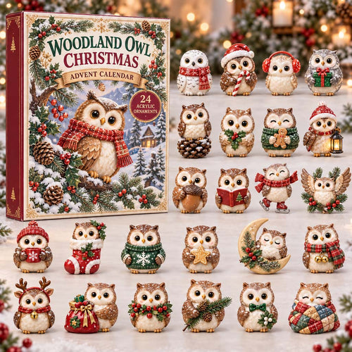 CHRISTMAS KICKOFF 40% OFF - Woodland Owl Christmas Advent Calendar 2026 - 24-Day Festive Countdown, Acrylic Charms Blind Box - Gift For Family and Friends AC0HH016