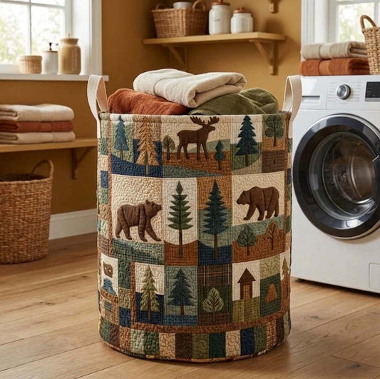 Woodland Patch Quilted Laundry Basket NCU0DQQ0788