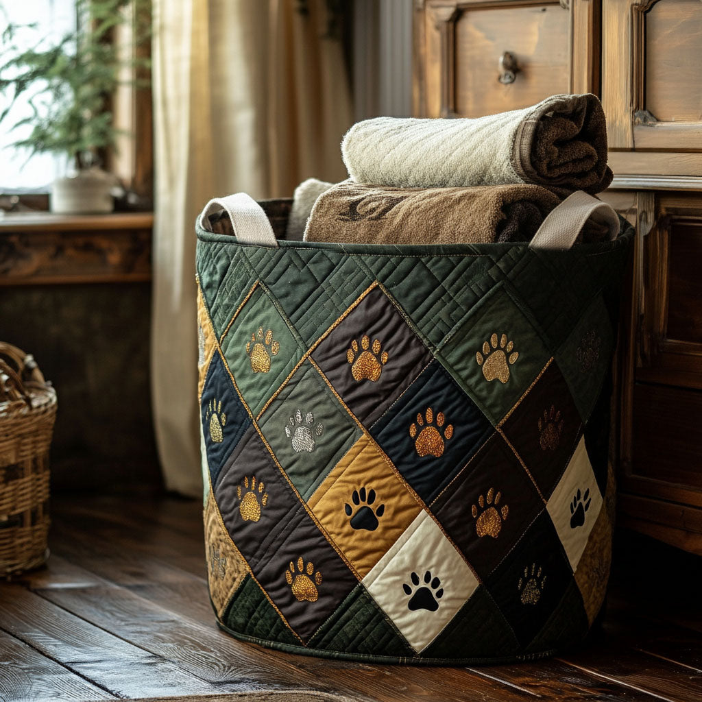 Woodland Paw Haven Quilted Laundry Basket NCU0PTT2819