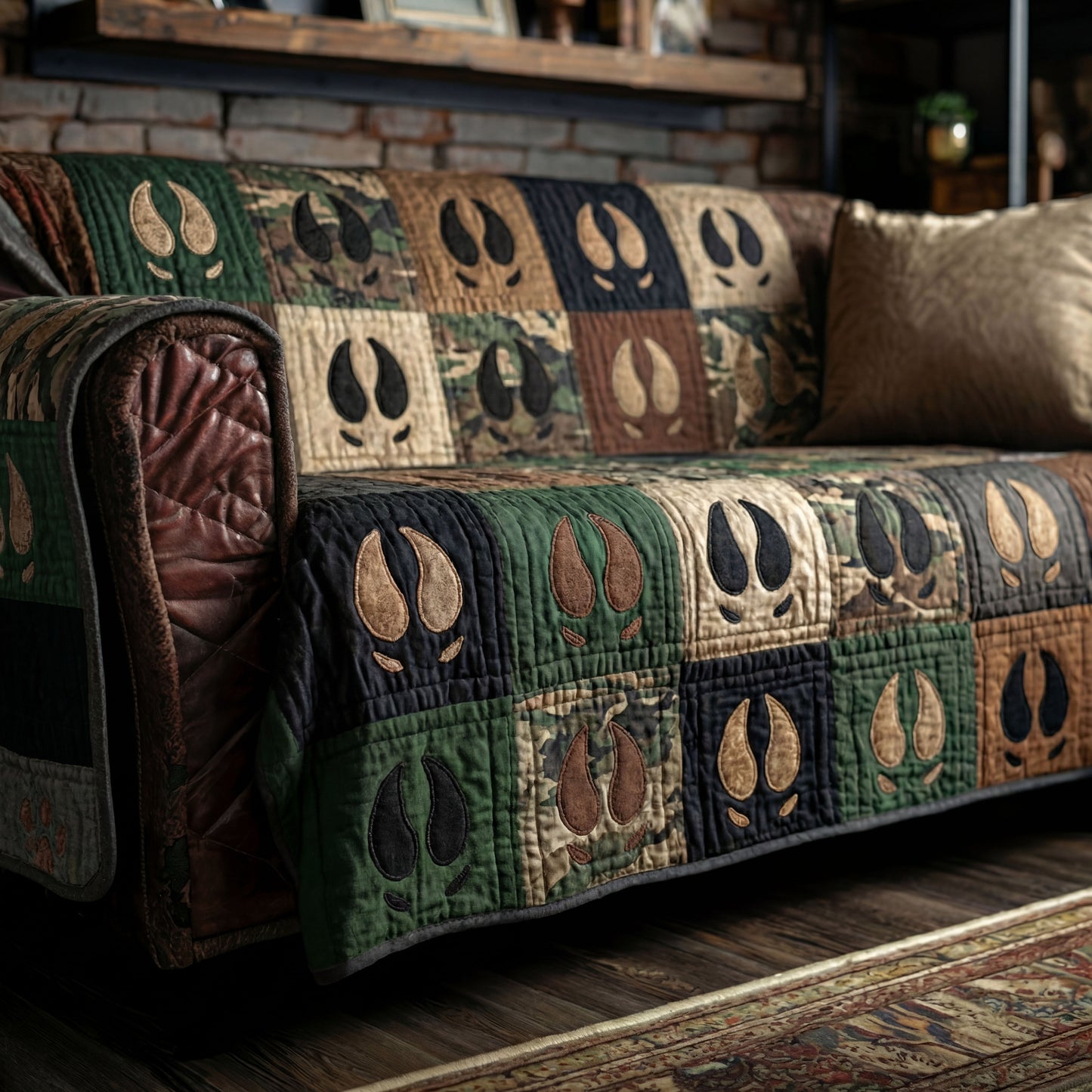 Woodland Paw Heritage Quilted Sofa Cover NCU0PTT2955