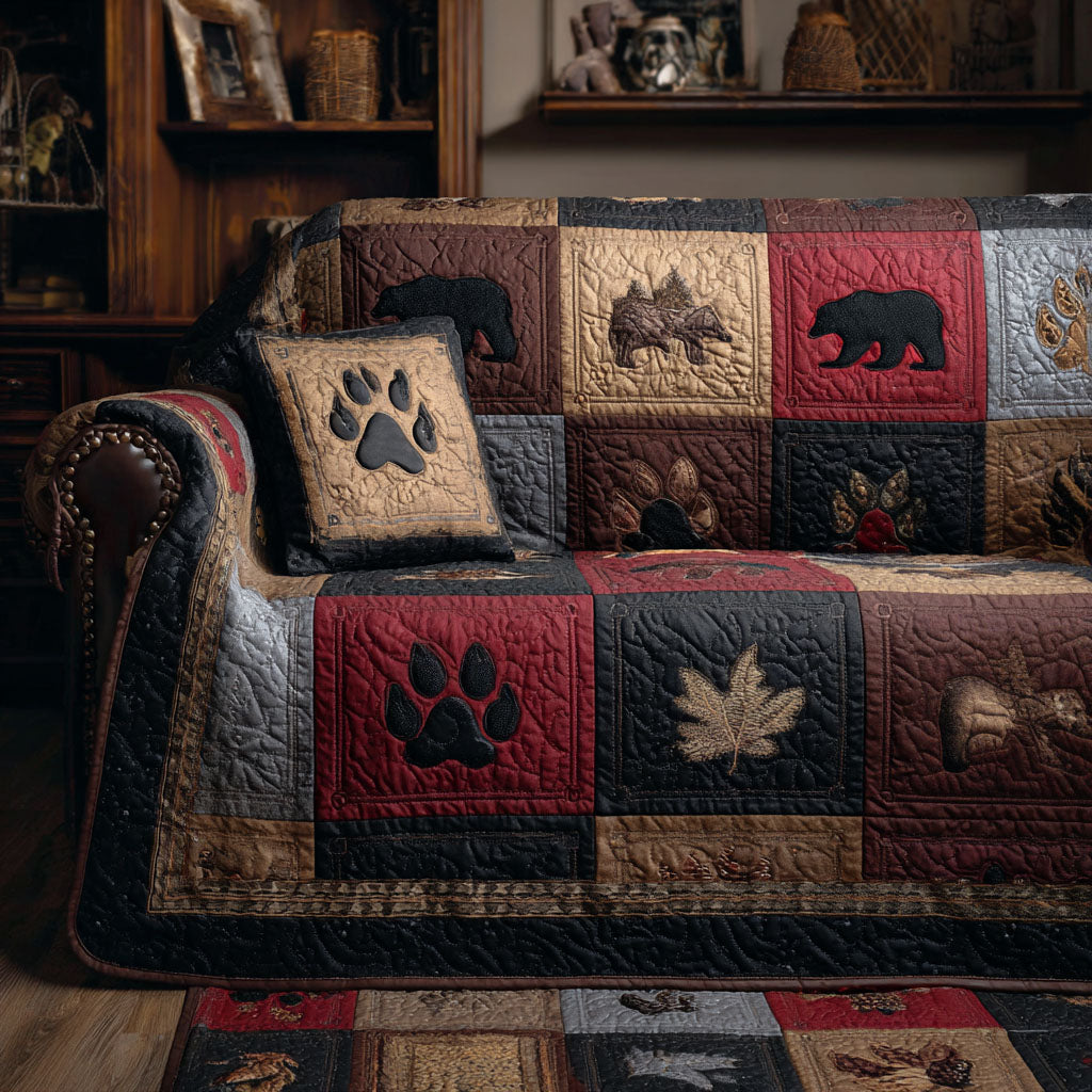Woodland Paw Quilted Sofa Cover NCU0PTT2628