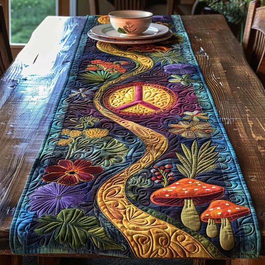 Folk Peace Quilted Table Runner NCU0DQQ0171