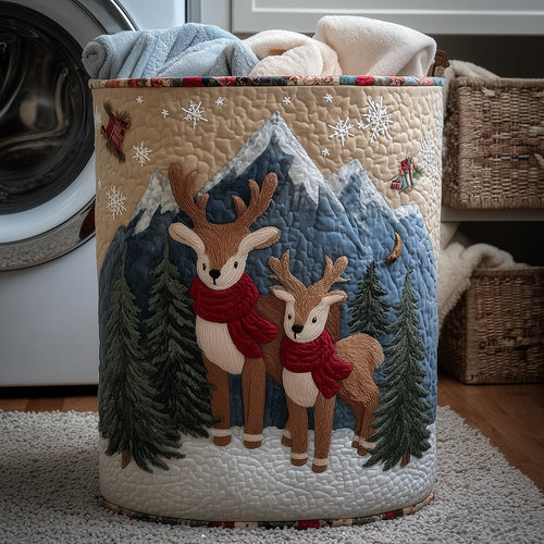 Woodland Reindeer Quilted Laundry Basket NCU0TH3288