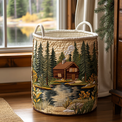 Woodland Scene Quilted Laundry Basket NCU0DDK1240