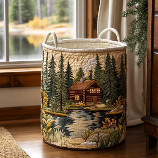 Woodland Scene Quilted Laundry Basket NCU0DDK1240