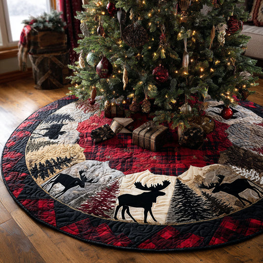 Woodland Serenity Christmas Quilted Tree Skirt NCU0PTT1876